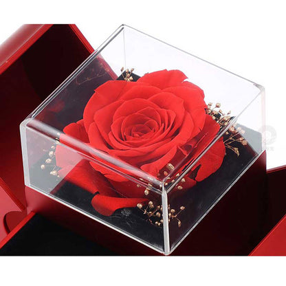 Boîte à bijoux de mode pomme rouge cadeau de noël collier Rose éternelle pour fille fête des mères cadeaux de saint valentin avec fleur artificielle Rose boîte à bijoux de fleur